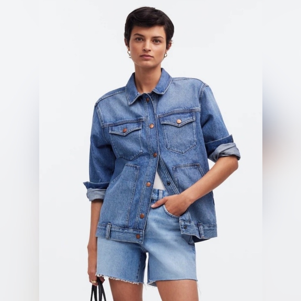 Madewell Blue Denim Oversized Trucker Jacket
